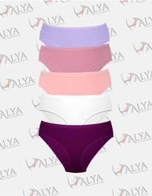 Resim Alya Underwear Kadın Pamuklu Hipster - Slip Külot 5 Farklı Renk 1 Pakette Multicolor-p25 