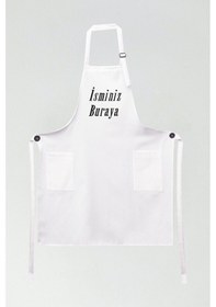 Resim Mutfak Önlüğü Kişiye Ve İsme Özel Nakışlı Mutfak Önlüğü Sade Farklı Renkler Beyaz 