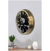 Resim Altın Gold Rengi Metal Çerçeveli Salon Ofis Duvar Saati 40 Cm (531824326) 