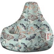 Resim earmut Damla Xl Premium Tasarım Kelebekler Desenli Armut Koltuk 