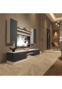 Resim Decoraktiv Eko 5db Mdf Dvd Tv Ünitesi Tv Sehpası Beyaz - Antrasit 
