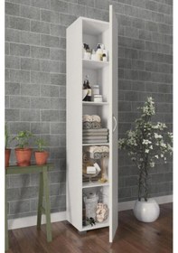 Resim Tek Kapak 5 Raflı Banyo Dolabı Beyaz 