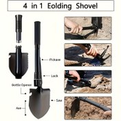 Resim 1 adet Çok Fonksiyonlu Taşınabilir Katlanır Kürek - Mini Kamp ve Açık Hava Macerası Aracı, Acil Durum Kurtarma, Balıkçılık ve Bitki Dikimi için İdeal, Dayanıklı Metal Yapı, Taşınabilir Kamp Aracı | Dişli Kenar Tasarımı | Dayanıklı Metal Yapı, Kamp Aksesuarı 