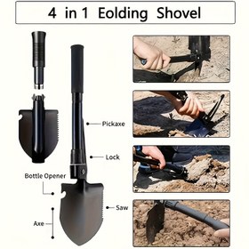 Resim 1 adet Çok Fonksiyonlu Taşınabilir Katlanır Kürek - Mini Kamp ve Açık Hava Macerası Aracı, Acil Durum Kurtarma, Balıkçılık ve Bitki Dikimi için İdeal, Dayanıklı Metal Yapı, Taşınabilir Kamp Aracı | Dişli Kenar Tasarımı | Dayanıklı Metal Yapı, Kamp Aksesuarı 