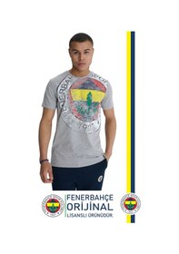 Resim Fenerbahçe Orijinal Lisanslı 6 Renk Logo Gri Tribün T-shirt Gri 