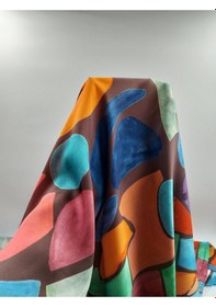 Resim Desenli İpek Saten Kumaş 