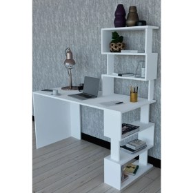 Resim Moonlife Okyanus Kitaplıklı Çalışma Masası (Beyaz) 