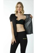 Resim Sweet Sweat Termal Sauna Takım Fermuarlı Kısa Kollu Üst + Tayt Siyah 
