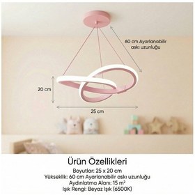 Resim Bravo Çocuk Odası Led Sarkıt Avize Beyaz Işık Pembe 
