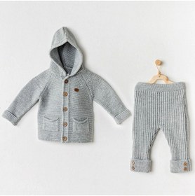 Resim Andy Wawa Ac24335 Knitwear Bebek Triko Takım Grey Melange 