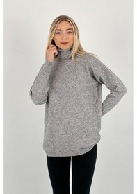 Resim Miss Poem Kadın Boğazlı Kışlık Balıkçı Yaka Basic Gri Triko Kazak Gri 