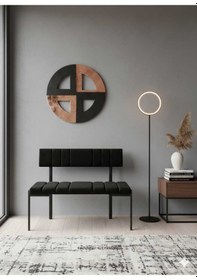 Resim Özcan Metal Metal Siyah Ayaklı Sırtlı Mutfak Salon Antre Yatak Odası Balkon Puf Bank Oturak Bench Siyah 