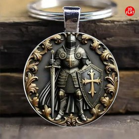 Resim 2D Düz Ortaçağ Şövalye Anahtarlık, Erkek ve Kadınlar için Şık Dekorasyon, Yuvarlak Anahtarlık, Çanta ve Anahtar Süsü, Noel, Şükran Günü, Yıldönümü ve Doğum Günü Partileri için Mükemmel Hediye, Aile ve Arkadaşlar için İdeal Hediye 