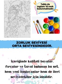 Resim Su'lepas Sayılarla Boyama Çerçeveli Hobi Seti Numaralı Tuval Fırça Boya Dahil Kasnaklı KARTAL 40X50 Cm 