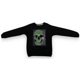 Resim Cantoy Erkek Çocuk Önü Baskılı İçi Şardonlu Sweatshirt-15199 Siyah 