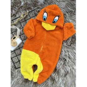 Resim Minizade Welsoft Peluş Unisex Fermuarlı Kışlık Ördek Bebek Uyku Tulumu 
