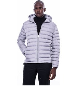 Resim Kapşonlu Şişme Gri Erkek Mont - Wessi Siyah 