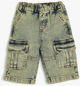 Resim Koton Kot Şort Kapaklı Cep Detaylı Pamuklu Orta İndigo 4smb40014td İndigo 