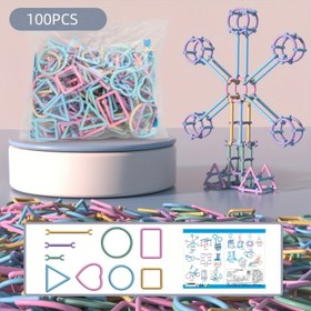 Resim 100 adet Çubuklar, Yapı Blokları, İçler, Montaj, Eğitici Oyuncaklar, Kendin Yap Yapı, Bulmaca, 3D Üç Boyutlu, Cadılar Bayramı/Şükran Günü/Noel Hediyesi 