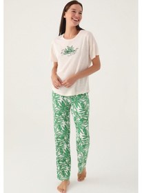 Resim Pierre Cardin 8804 Nature Bej Kadın Kısa Kol Pijama Takımı 001 