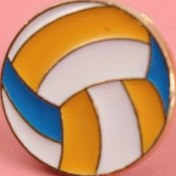 Resim Canlı Voleybol Emaye Pin - Renkli Mavi, Turuncu ve Beyaz Tasarım, Alaşım Yapı, Spor Ceketleri, Rahat Kapüşonlu Ceketler, Sporlu Sırt Çantaları ve Tuval Tote için Mükemmel 