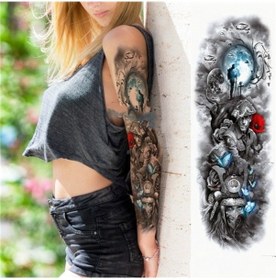 Resim Sones Adet Büyük Kol Manşonu Su Geçirmez Geçici Dövme Etiketi Tqb-008 