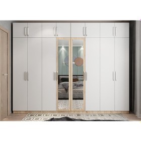 Resim Hugo 8 Kapaklı Dolap Gardırop Meşe Beyaz 