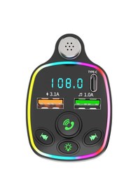 Resim Bluetooth Araç Kiti Araç Fm Transmitter Usb Type-c Mp3 Sd Kart Flash Için Uygun Pd Çakmaklık Girişli 