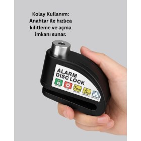 Resim GIGA Motosiklet Scooter Bisiklet Tekerlek Disk Kilidi Alarmlı Güvenlik 