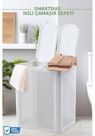 Resim Smartduo İki Bölmeli Çamaşır Sepeti 84lt. Beyaz 