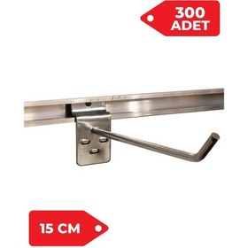 Resim 15 Cm 300 Adet Siyah Kanallı Pano Kancası Raf Askısı Galvaniz 