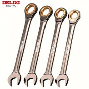 Resim DELIXI ELEKTRİK Çift Amaçlı Cırcır Anahtar Seti: Krom Kaplama, Paslanmaz, 4 Boyut (8Mm/10Mm/12Mm/13Mm/14Mm), Sertlik Artırıcı Katman, Otomotiv Onarımı İçin Uygun 