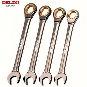 Resim DELIXI ELEKTRİK Çift Amaçlı Cırcır Anahtar Seti: Krom Kaplama, Paslanmaz, 4 Boyut (8Mm/10Mm/12Mm/13Mm/14Mm), Sertlik Artırıcı Katman, Otomotiv Onarımı İçin Uygun 