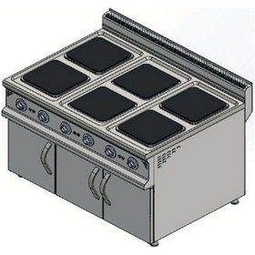 Resim Karacasan Endüstriyel 900 Seri Dolaplı 120 Cm 6 Gözlü Elektrikli Ocak 