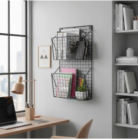 Resim GO DEKOR Metat YENİ İskandinav 2 Gözlü Kitaplık/Dergilik/Gazetelik 60X30 