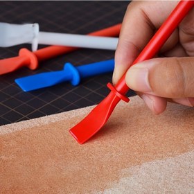 Resim 1 Set Silikon Deri Yapıştırma Spatulası - Dayanıklı, Kolay Kullanılan Uygulayıcı DIY, Boyama ve Deri Projeleri için - Çeşitli Renklerde 