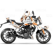 Resim Ktm Duke 200 Xtreme Lines Design Sticker Set Beyaz-Siyah-Turuncu 