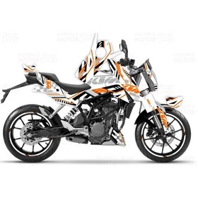 Resim Ktm Duke 125 Xtreme Lines Design Sticker Set Beyaz-Siyah-Turuncu 