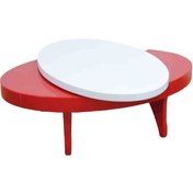 Resim Döner Orta Sehpa Oval Rus Tarz Model Kayın Retro Ayak Kırmızı 