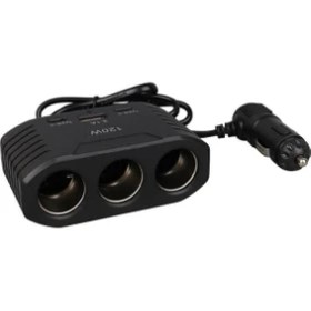 Resim Olesson 2012 12-24V Çift Type-C - Tek USB Girişli 120W 80CM Kablolu 3'lü Araç Çakmak Çoklayıcı 