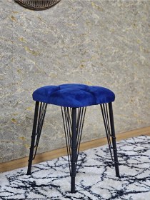 Resim Kare Siyah Boyalı Telli Ayaklı Tabure - Oturak - Bar Taburesi - A Çok Renkli 