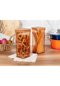 Resim Madame Coco Kaviera 1500ml Ahşap Kapaklı Saklama Kabı 2'li 1ksakl04321500ml-amber Turuncu 
