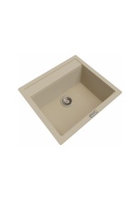 Resim Polex Cristalüx Granit Evye P-08 Bej Tezgah Altı Ve Tezgah Üstü Kare Mutfak Evyesi 55.5x50 CM 