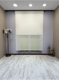 Resim Çift Mekanizmalı Beyaz Çizgili Desenli Tül ve Beyaz Mat Stor Perde 80 x 200 