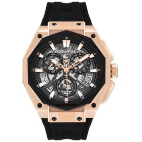 Resim Quantum Hng1097.851 Tüm Fonksiyonları Aktif Silikon Kordon Çelik Kasa Kronograf 10 Atm Suya Dayanıklı Siyah Renk Erkek Kol Saati Bakır 