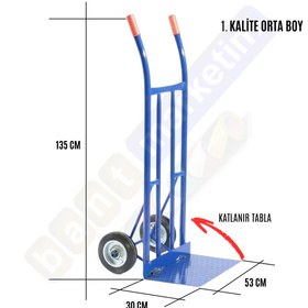 Resim SLCMARKETİM Orta Boy Katlanabilir Yük Ve Koli Taşıma El Arabası 