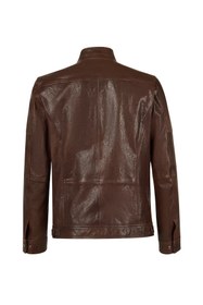 Resim Wade Erkek Kahverengi Slim-fit Deri Ceket - Kahverengi / 2XL 