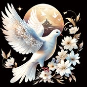 Resim Beyaz Güvercin, Çiçek, Ay. Moda Termal Yalıtım Vinil Yama, T-Shirt, Kot, Ceket, Sırt Çantası, Giysiler, Şapkalar vb. için Yıkanabilir Sıcak Damgalama Yamları ile Uygun 