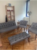 Resim Ecem Life Gri Kazayagı Cay Seti Koltuk Takımı 2 1 1 Koltuk Puf Hedye 