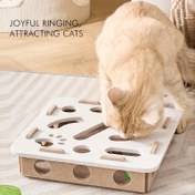 Resim Etkileşimli Kedi Oyuncağı ile Labirent Tünel ve Çan - Dayanıklı Keçe Malzeme, Pil Gerektirmez, Geometrik Desenler ve Pati Baskıları İçin Kapalı Kediler, Oyun ve Zihinsel Etkileşimi Teşvik Eder, Kedi Oyun Zamanı, Oyun Sever Tasarım, Sağlam Yapı 